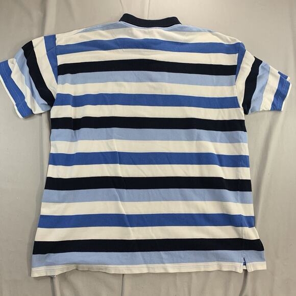 Vintage Lacoste Striped Blue Polo Shirt Mens 2XL Crocodile Preppy - Picture 6 of 8